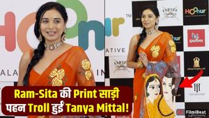 Tanya Mittal's sari with Shri Ram and Mata Sita printed on it caused a stir at the event! FilmiBeat