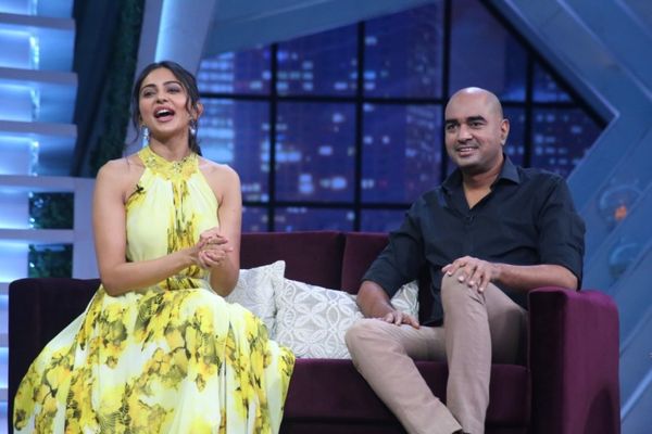 Rakul Preet Singh and Director Krish from the sets of Sam Jam