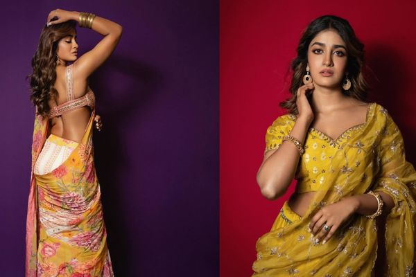 కత్తుల్లాంటి చూపులతో కోసేస్తోన్న డింపుల్...  చీరలో స్టన్నింగ్‌గా రవితేజ హీరోయిన్!