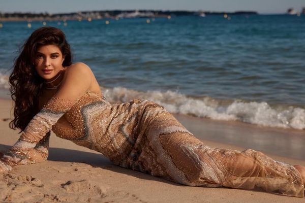 Jacqueline Fernandez Turns Beach Into a Runway in Dazzling Embellished Gown