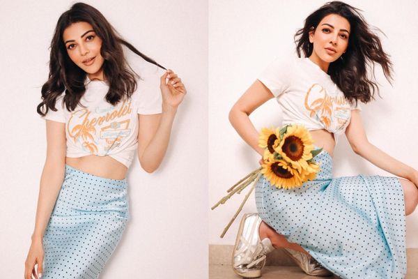 Kajal Aggarwal Serves Vintage Chic Vibes in Playful Polka-Dot Outfit