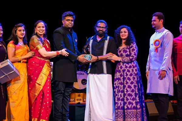Kantara star Rishab Shetty presented with the Vishwa Shrestha Kannadiga 2023 Award in US