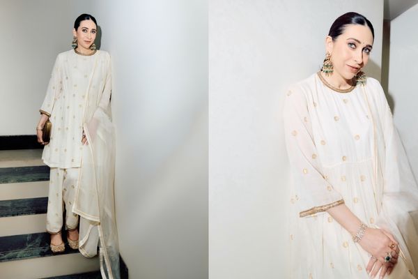 Karisma Kapoor's Regal Cream Anarkali Look Is a Masterclass in Timeless Indian Fashion