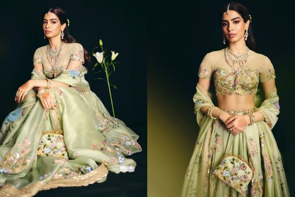 Khushi Kapoor's Wedding Guest Look in Pastel Green Lehenga Wins Hearts at Anshula Kapoor's Wedding