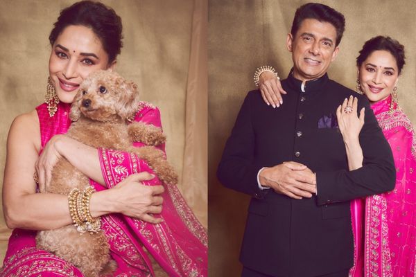 Madhuri Dixit's Traditional Pink Saree Look With Husband Dr. Nene Wins Hearts
