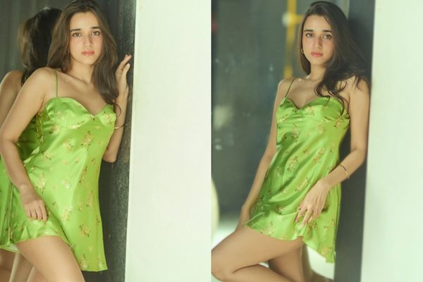Nuveksha Turns Heads in Lime-Green Satin Dress, Fans Can’t Stop Talking About Her Glamorous Look
