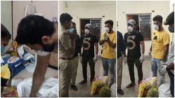 ಬಡವರಿಗೆ ಸಹಾಯ ಮಾಡುತ್ತಿರುವ ಪೊಲೀಸರಿಗೆ ದಿನಸಿ ನೀಡುತ್ತಿರುವ ಶೈನ್ ಶೆಟ್ಟಿ 