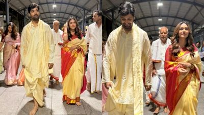 Dacoit Release: Mrunal Thakur-Adivi Sesh Visit Tirupati Balaji Temple Ahead Of Promotions