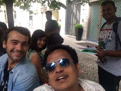 SELFIE MOMENT: Ganesh, Radhika Pandit And Prashanth Raj From The Sets Of 'Zoom'