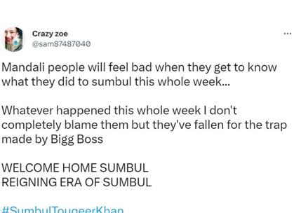 Bigg Boss 16: Fans Trend Welcome Home Sumbul Touqeer Khan On Twitter