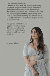 Aparna Vinod Divorce