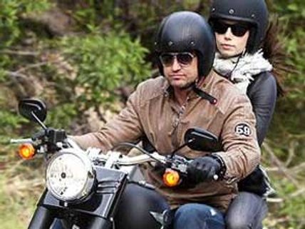 Jessica Biel seen riding on Gerard Butler's motorbike