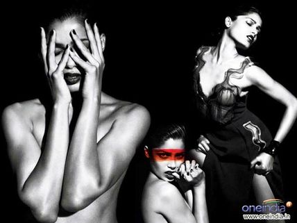 Freida Pinto posses topless for Interview mag