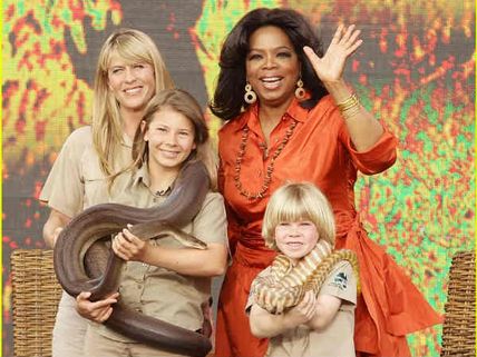 Oprah Winfrey meets Steve Irwin's wife and children