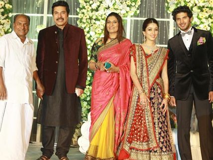 Mammootty hosts marriage reception for son Dulquar Salman and wife Amal Sufiya