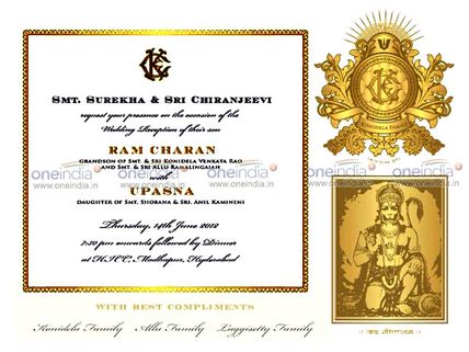 Picture: Ram Charan Teja's wedding invitation card hits the net