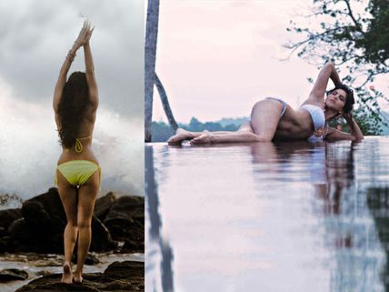 Sunny Leone's hot bikini act in Sri Lankan beaches