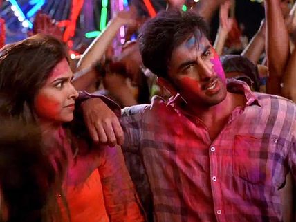 PHOTOS: Ranbir, Deepika on a colourful ride in 'Balam Pichkari'
