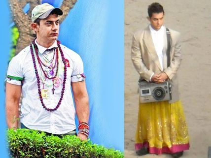 Eye-Grabbing Pics: Aamir Khan Cross Dresses With Lipstick, Skirt For Peekay (P.K)   