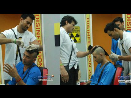 Bigg Boss 7: Apurva And Sangram Get Mohawk Hair-Cut From Asif And Armaan!