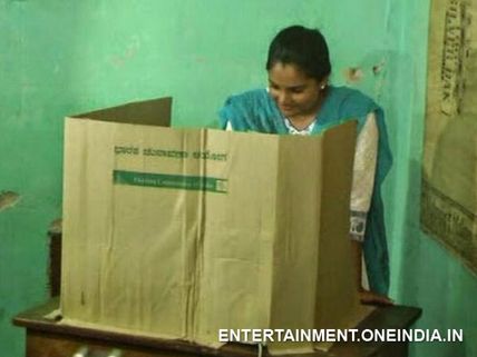 Photos: Ramya, Meghana Raj, Harshika Cast Their Votes 