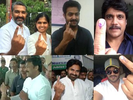 Pix: Pawan Kalyan, Chiranjeevi, Rajamouli, NTR, Other Telugu Stars Cast Vote In AP Elections