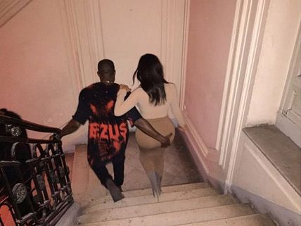 Kanye West Grabs Wife Kim Kardashian's Curves! See Pic