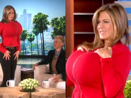 Jennifer Aniston Mocks Kim Kardashian's Boobs