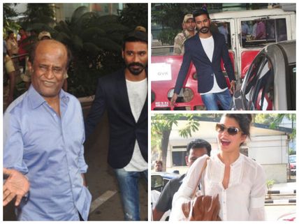 Spotted: Rajinikanth, Dhanush, Jacqueline At Mumbai Airport [Photos]