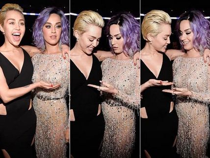 Miley Cyrus Feels Katy Perry's Breast At Grammys