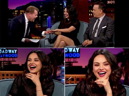 Mila Kunis Sparkles A Wedding Ring On James Corden's Show
