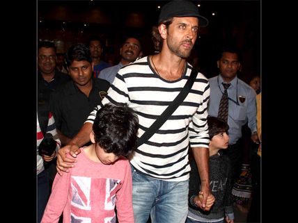 Spotted: Hrithik Roshan Returning From Maldives With Kids