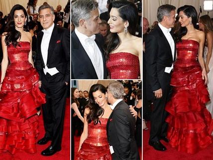 George & Amal Clooney Share PDA At Met Gala 2015 Red Carpet