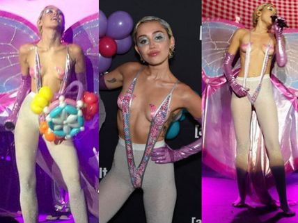 Miley Cyrus Wears Butterfly Nipple Pasties At Adult Swim Upfront Party