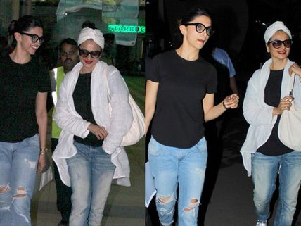 Pictures: Rekha Looks Hotter Than Deepika Padukone At The Mumbai Airport