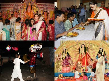 PICS! Kajol, Vidya Balan & Sushmita Sen Celebrated Durga Puja In The Most Beautiful Way! 