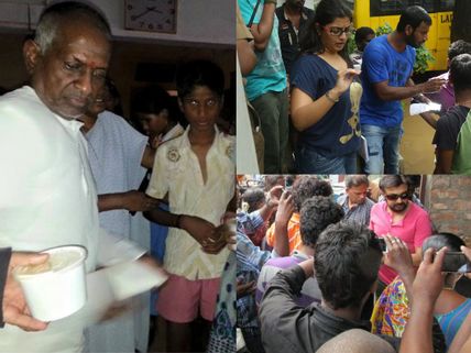 Ilaiyaraaja, Ajith, Vishal & Other Stars Help Rain Affected Victims In Person!