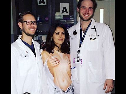 Salma Hayek Rushed To The ER Wearing A Top That Made Her Look Naked!
