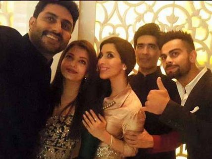 Aishwarya Rai & Abhishek Bachchan Take A Selfie With Virat Kohli!