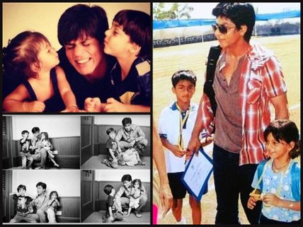 Oh-So-Cute! Little Suhana & Aryan Kissing Shahrukh Khan, Also See Their 20 Unseen Moments!