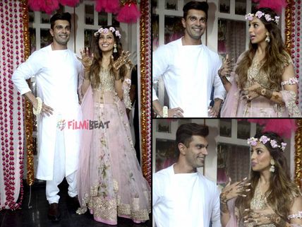 Mehendi Pictures: Bipasha Basu & Karan Singh Grover Pose For The Media, Look Beautiful Together!