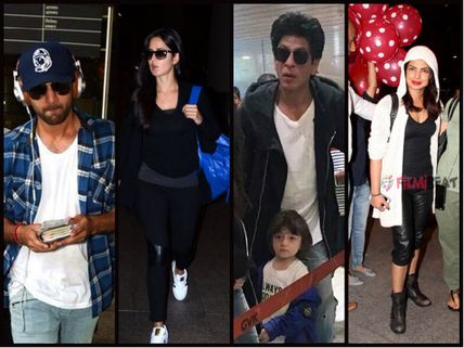 Stylish Pictures! AbRam, Shahrukh, Priyanka, Katrina, Ranbir & Others Spotted At The Mumbai Airport!
