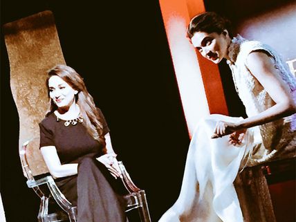 Bewitching Pictures! Deepika Padukone & Madhuri Dixit Spotted Sharing Beautiful Moments Together..