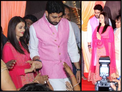 NEW PICTURES! Aishwarya Rai & Abhishek Bachchan Perform Ganesh Aarti In Mumbai; Look So Gorgeous!
