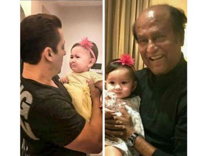Awwww! Little Baby Cries In Salman Khan's Arm! Prefers Rajinikanth Instead