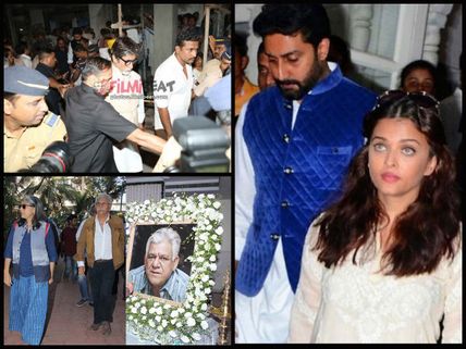 EXCLUSIVE PICTURES: Big B, Aishwarya Rai, Abhishek Bachchan & Others At The Prayer Meet Of Om Puri!