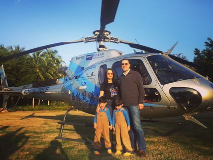 Celina Jaitley Enjoys A Private Chopper Ride With Her Family In China!