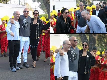 WOW PICS! Vin Diesel Arrives In India With Deepika Padukone; Gets A Warm Welcome In Bollywood Style