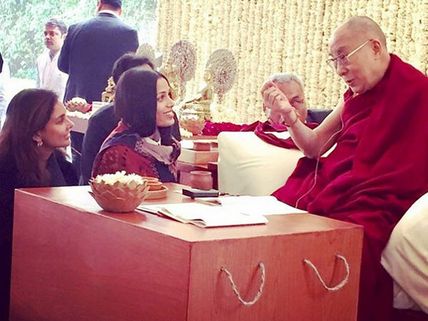 See Pics! Freida Pinto Meets His Holiness Dalai Lama In Delhi!