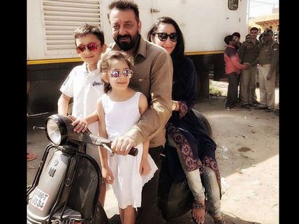 Photo Alert: Sanjay Dutt Takes Scooter Ride With Wife Maanayata & Kids In Agra!